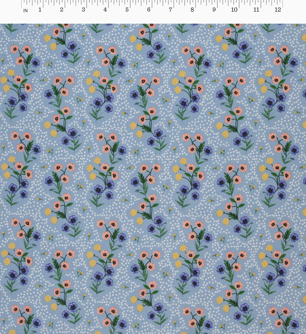 Poppy Cotton Fabric - Slate