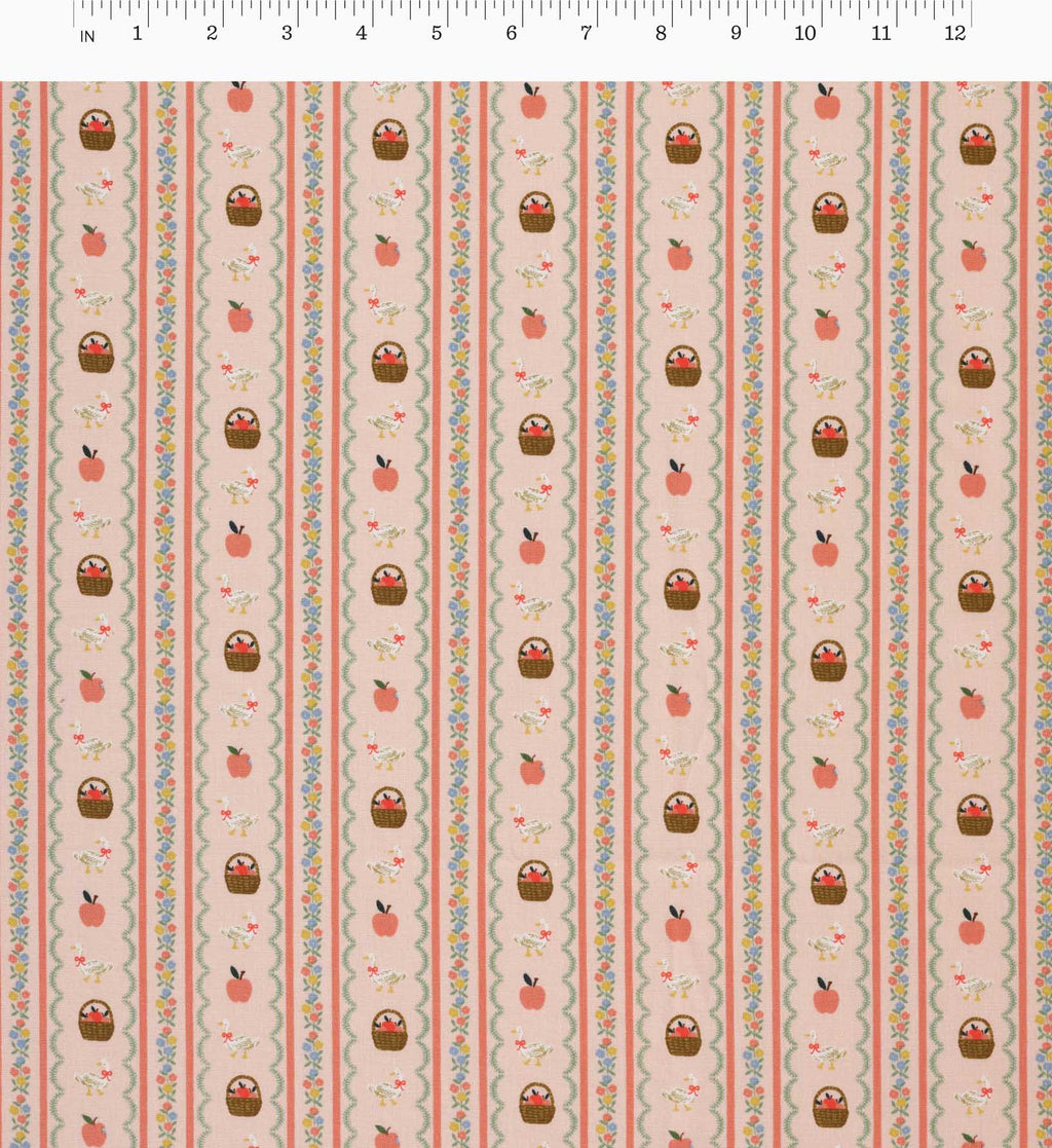 Farmhouse Stripe Cotton Fabric - Pink