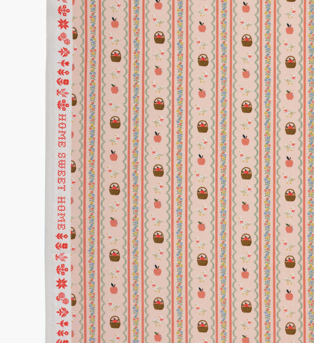 Farmhouse Stripe Cotton Fabric - Pink