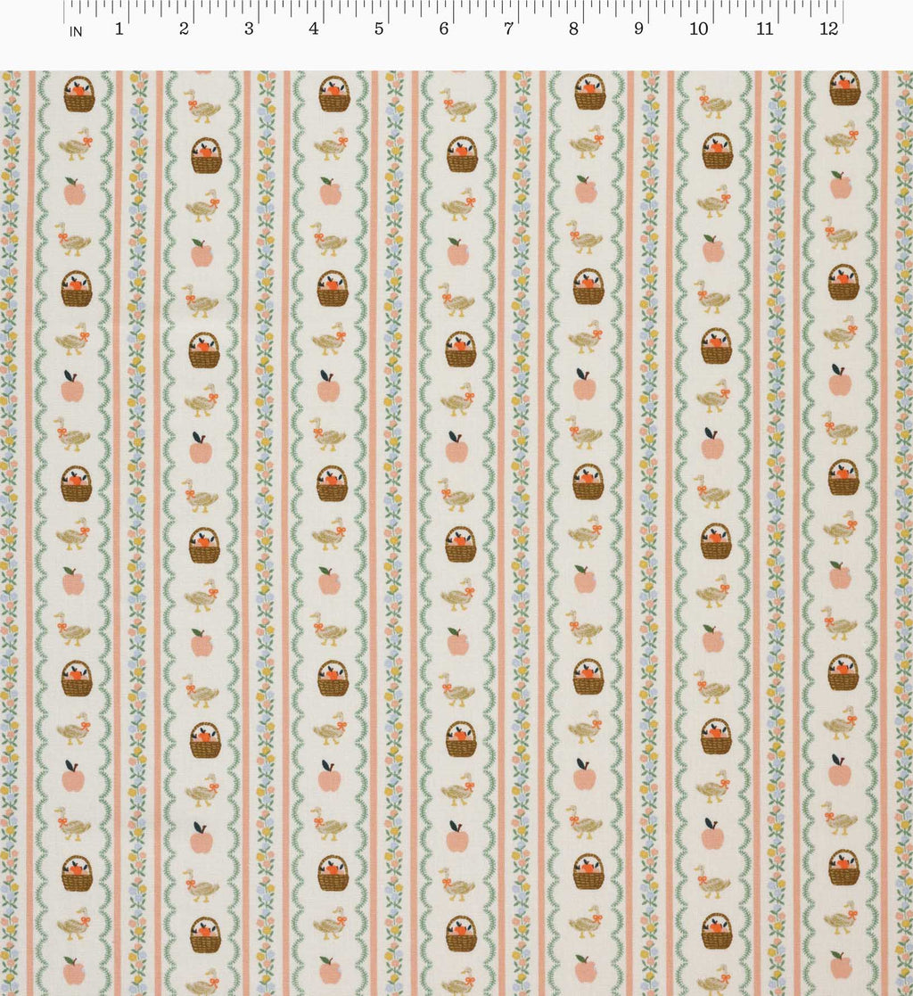 Farmhouse Stripe Cotton Fabric - Cream