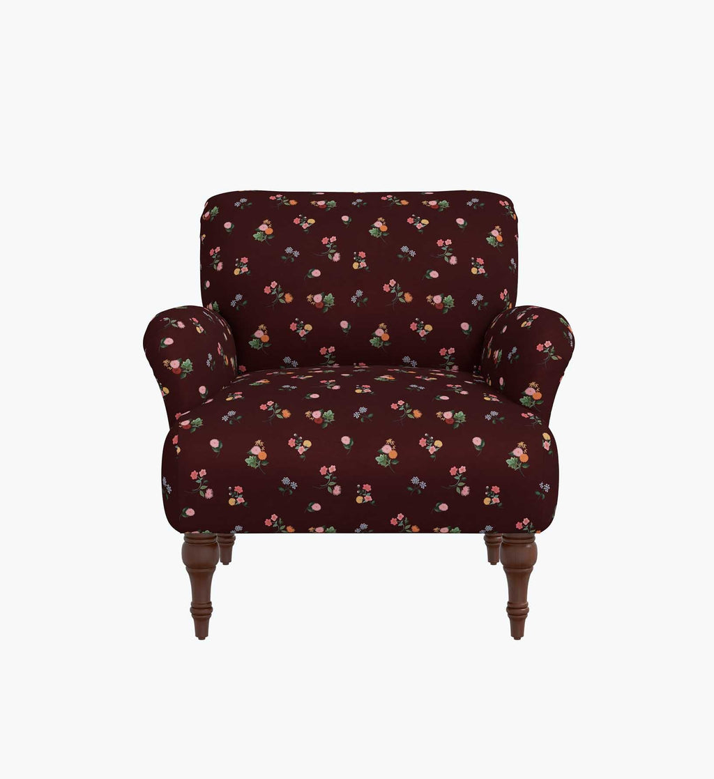 Bristol Armchair - Ditsy Dahlia Burgundy