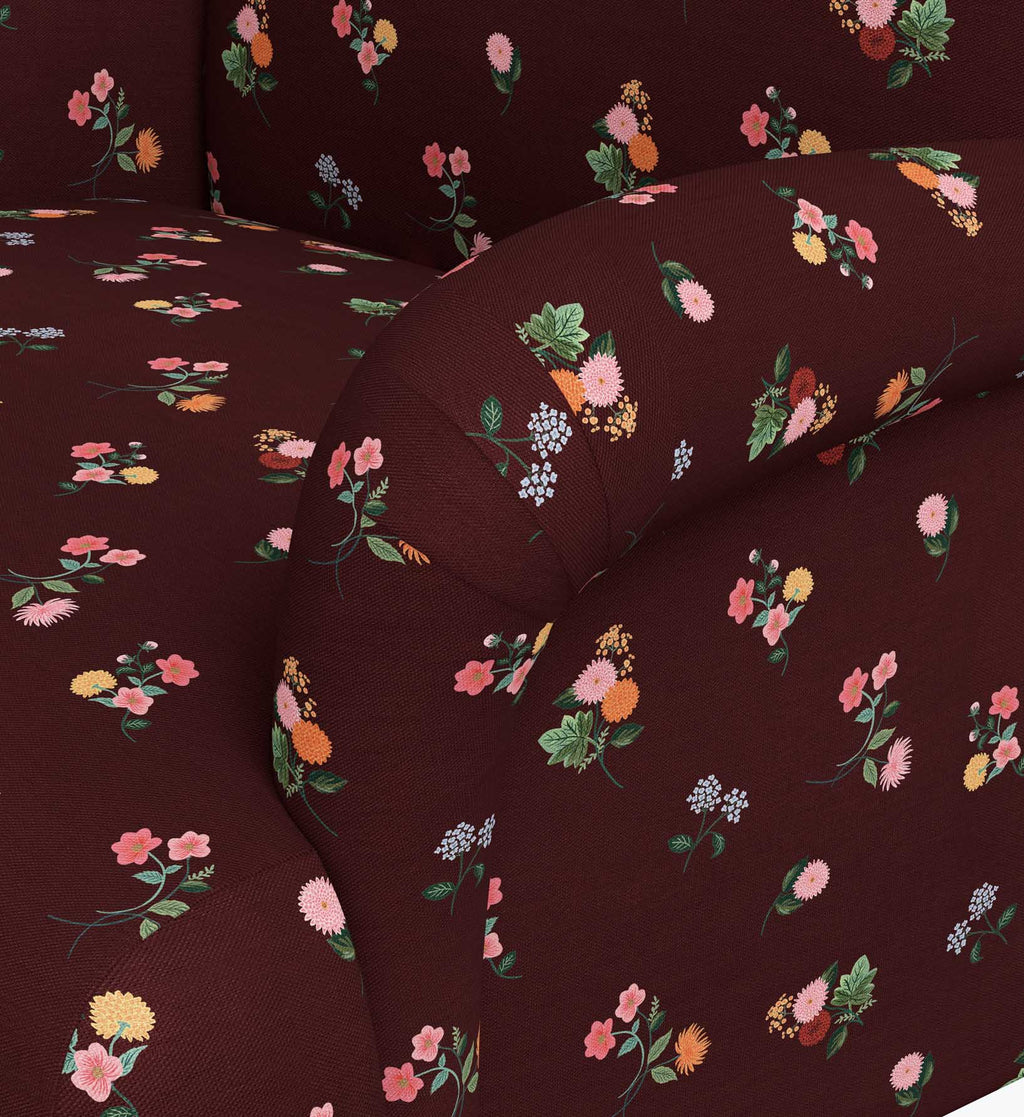 Bristol Armchair - Ditsy Dahlia Burgundy