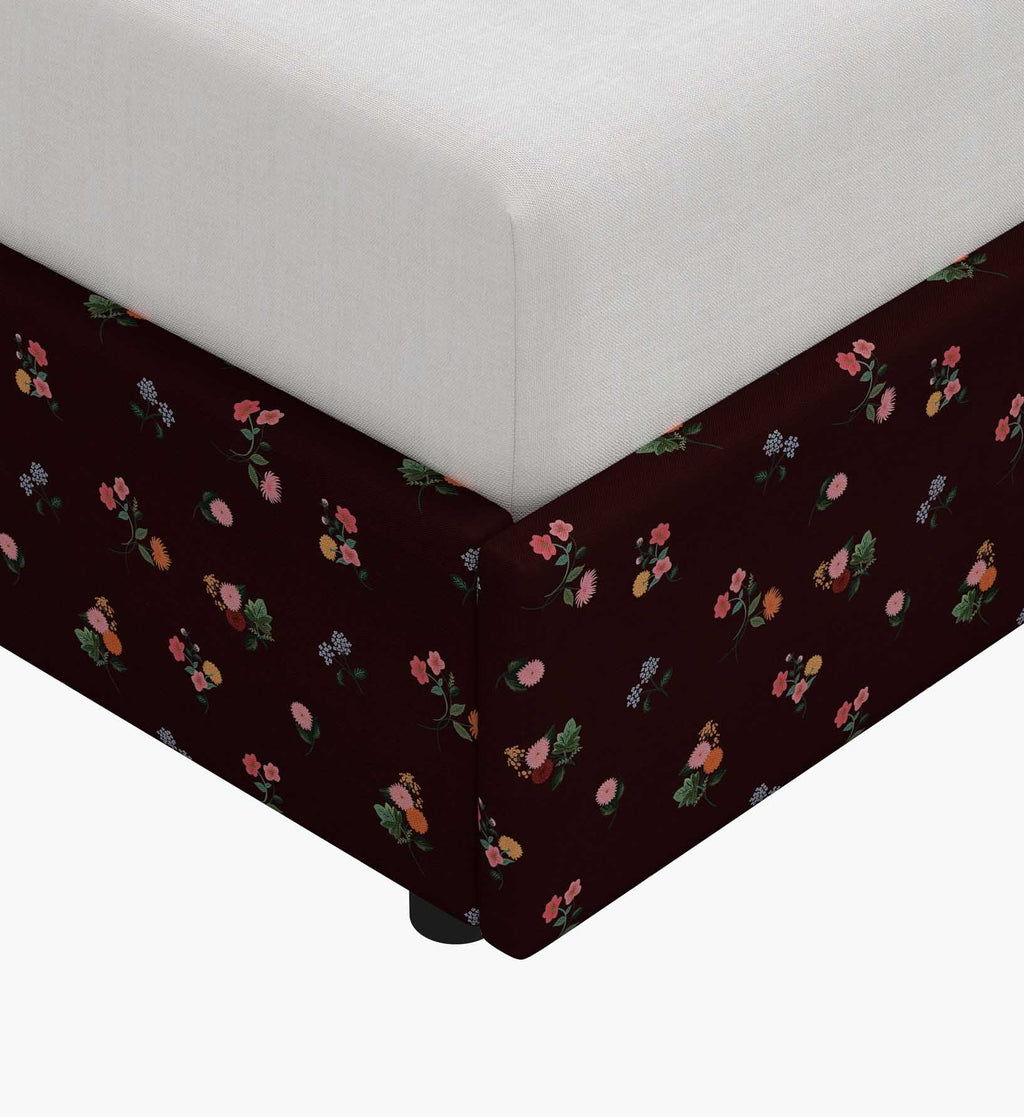 Marion Bed - Ditsy Dahlia Burgundy