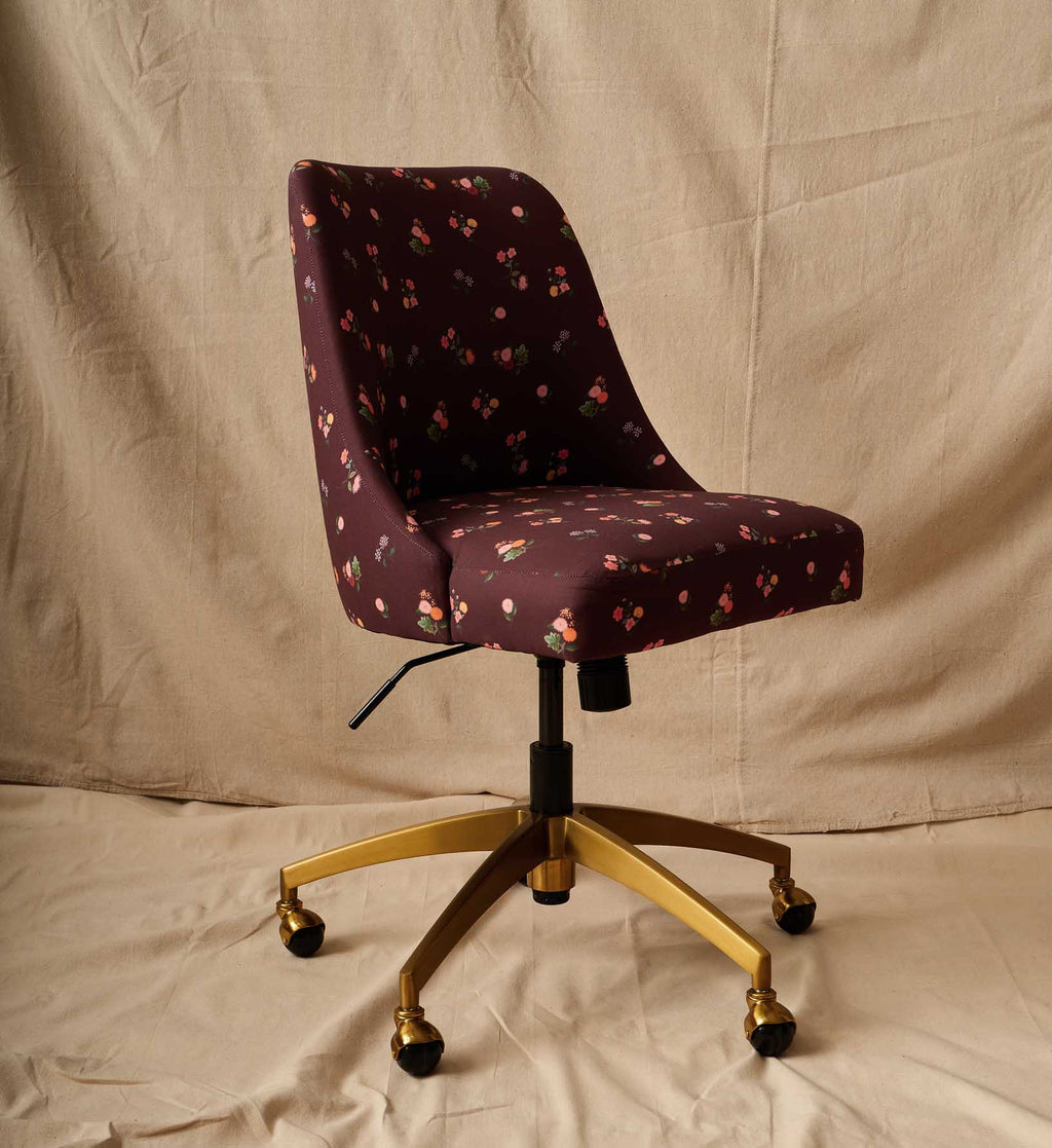 Oxford Desk Chair - Ditsy Dahlia Burgundy