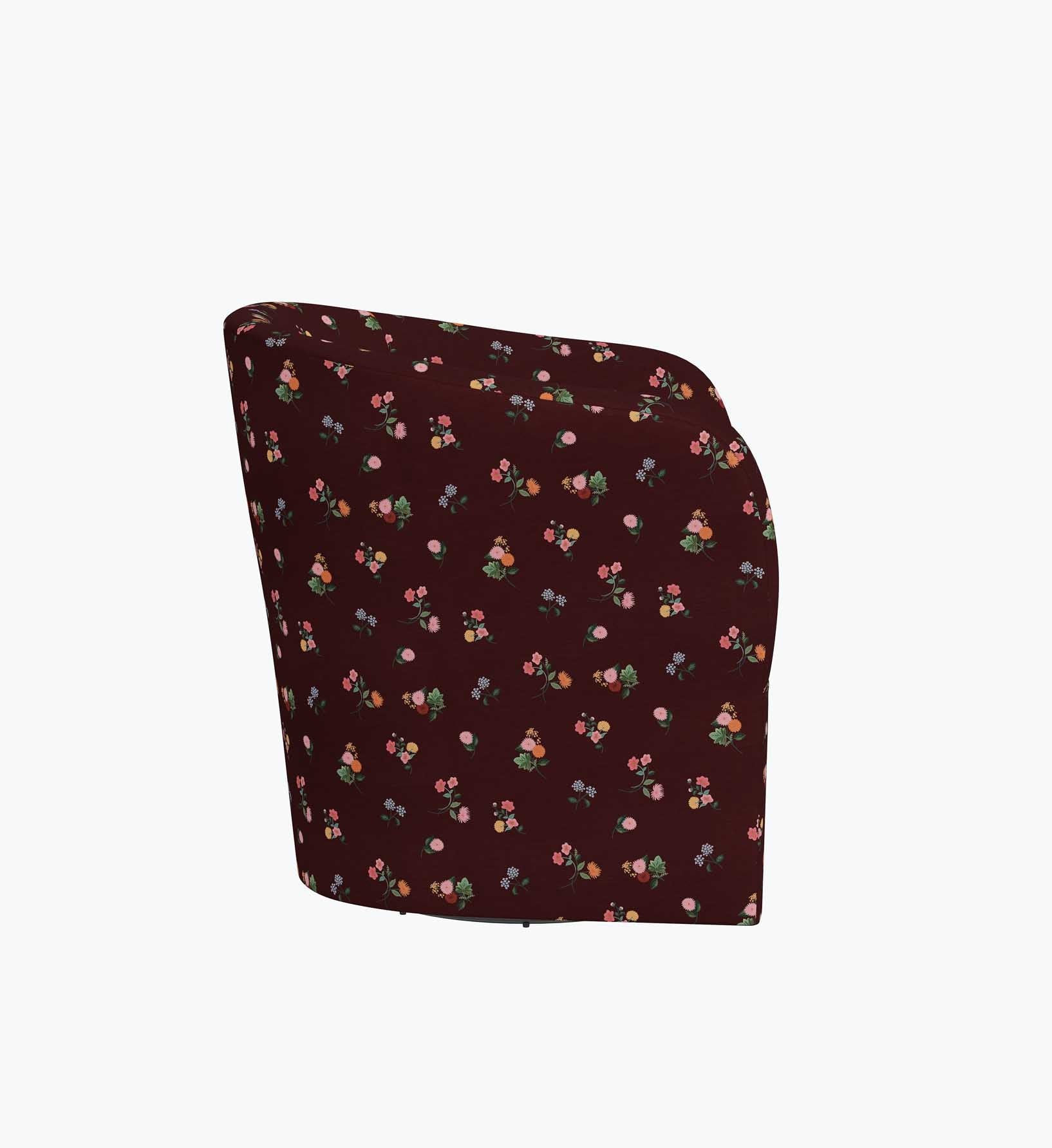 Pembroke Swivel Chair - Ditsy Dahlia Burgundy