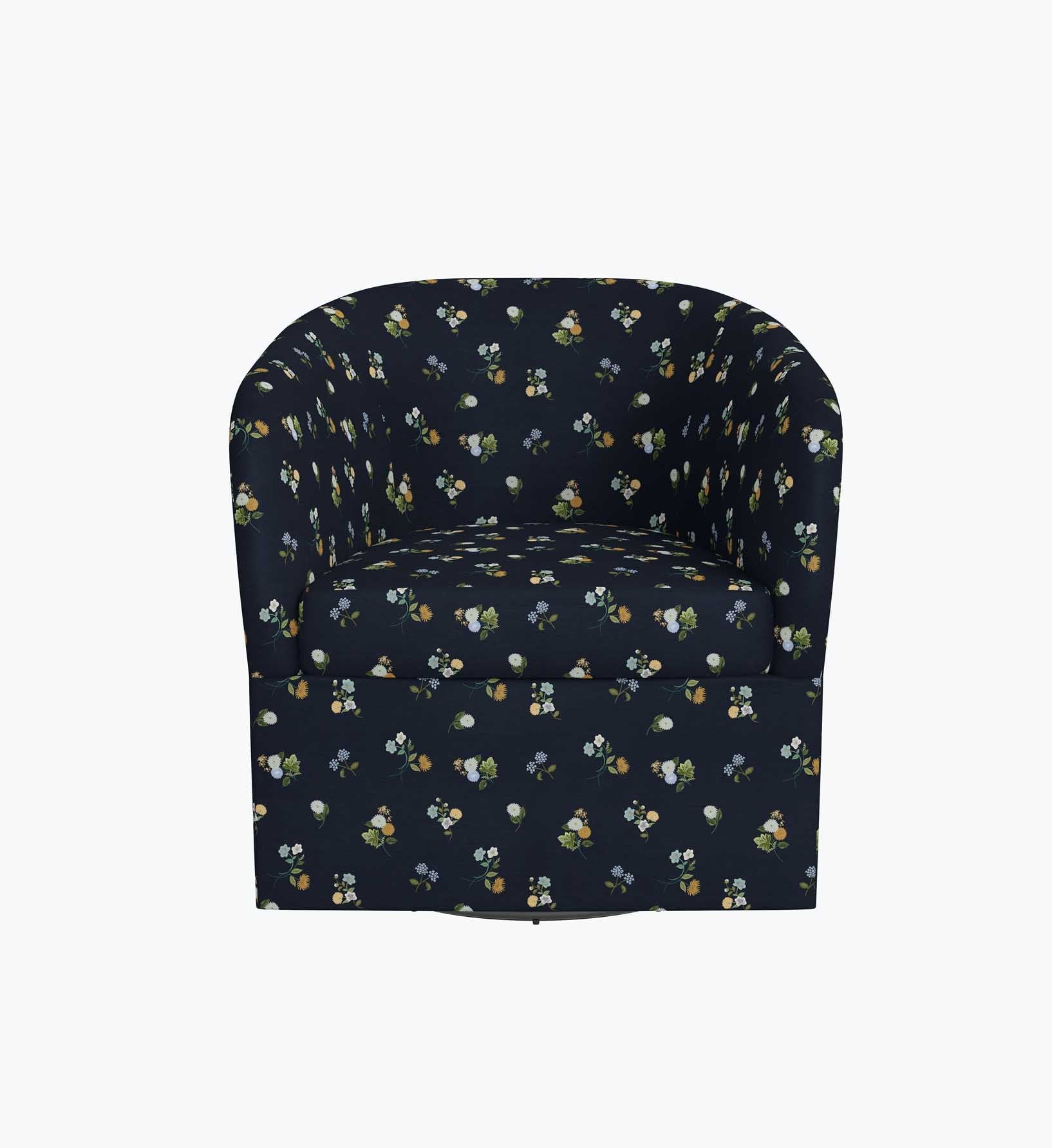 Pembroke Swivel Chair - Ditsy Dahlia Navy