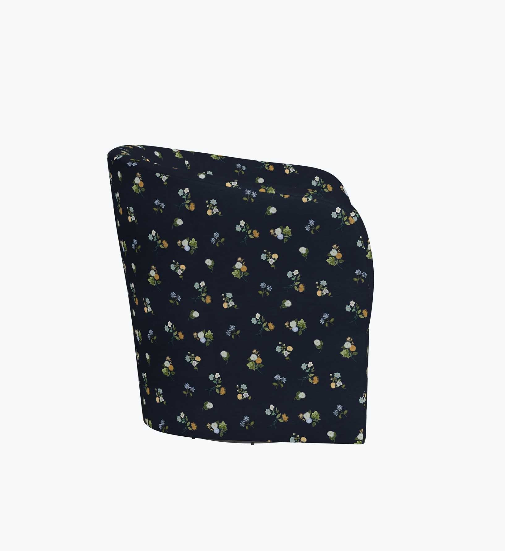Pembroke Swivel Chair - Ditsy Dahlia Navy