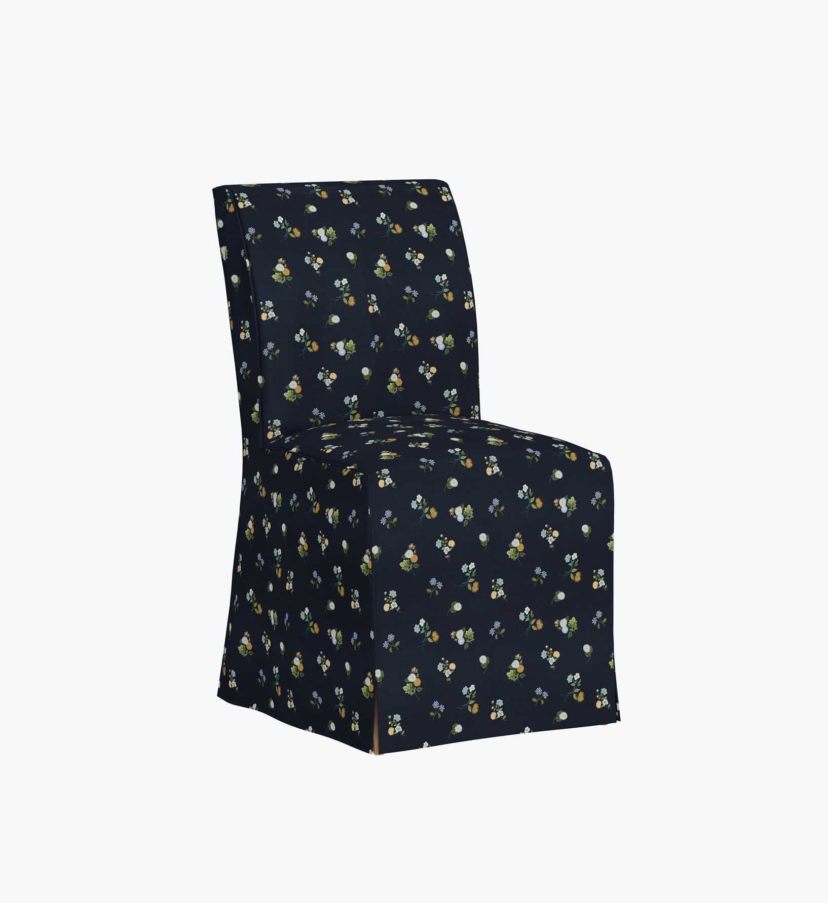Frances Slipcover Dining Chair - Ditsy Dahlia Navy