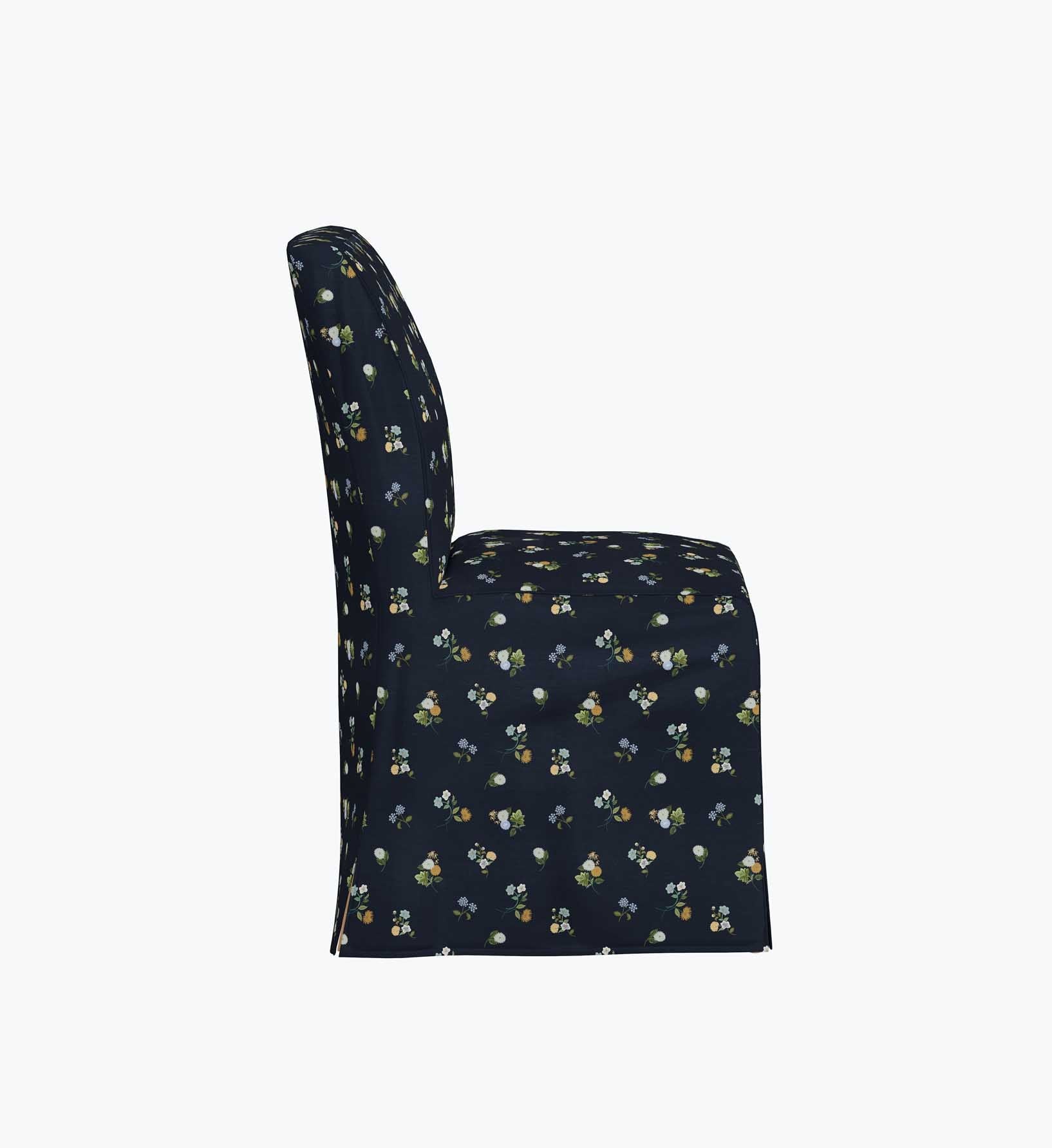 Frances Slipcover Dining Chair - Ditsy Dahlia Navy