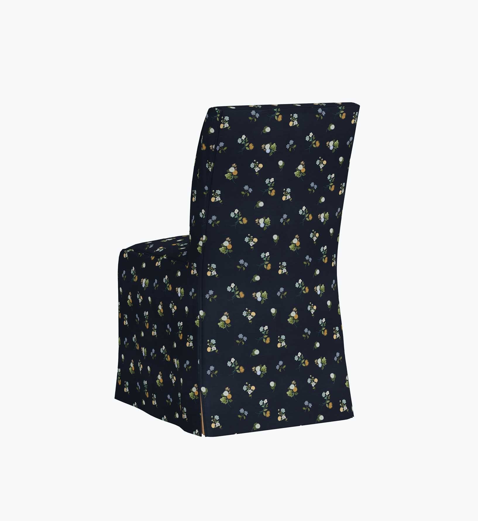 Frances Slipcover Dining Chair - Ditsy Dahlia Navy