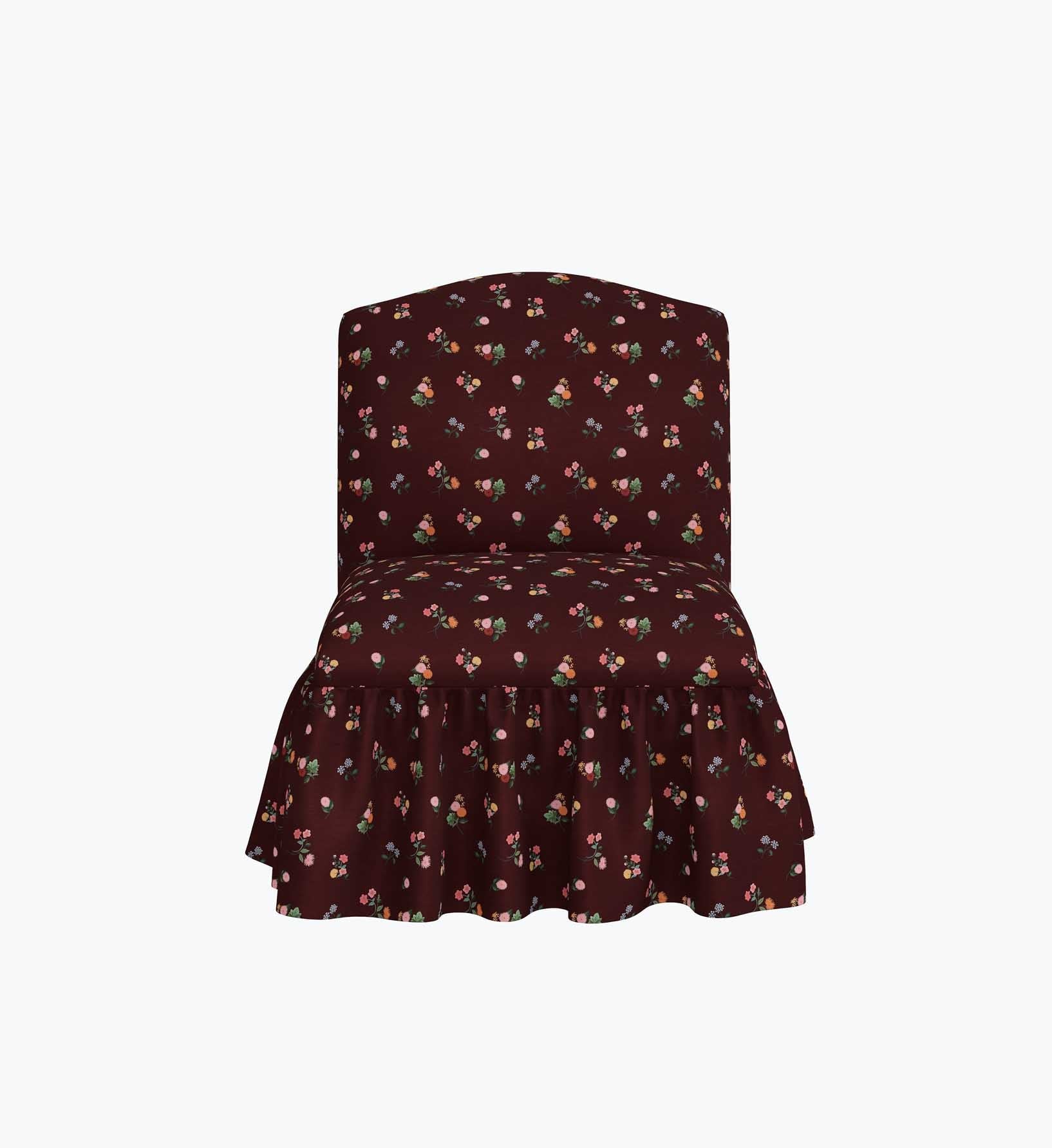 Edie Slipper Chair - Ditsy Dahlia Burgundy