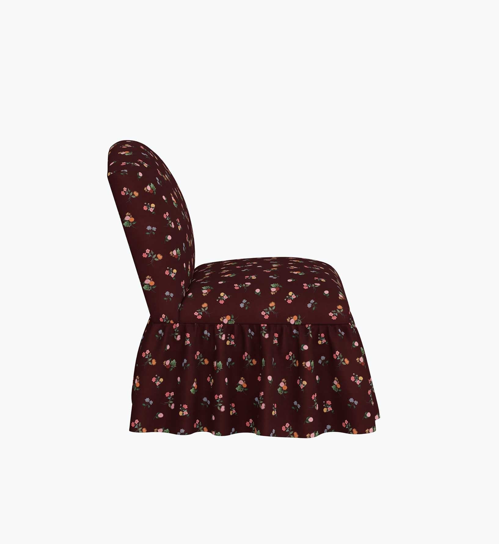 Edie Slipper Chair - Ditsy Dahlia Burgundy
