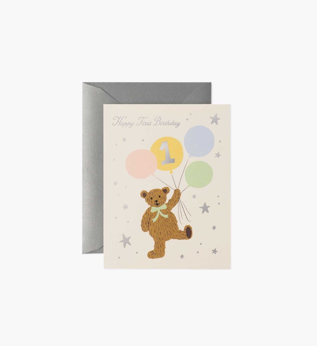 First Birthday Bear Birthday Card - Single Card