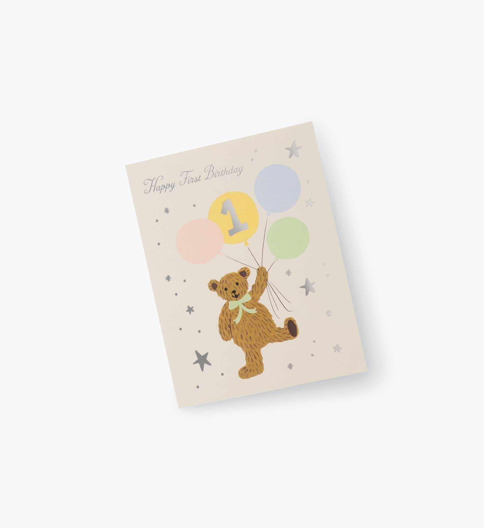 First Birthday Bear Birthday Card - Single Card