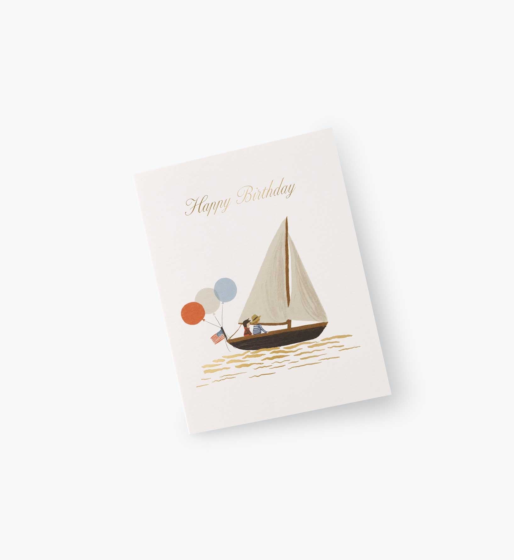 Sailboat Birthday Card - Single Card