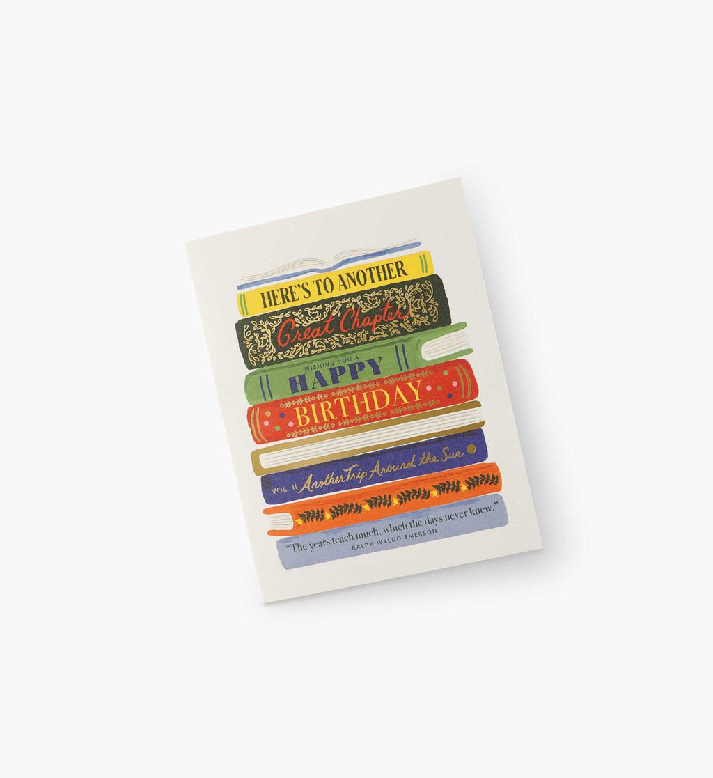 Book Stack Birthday Card - Single Card