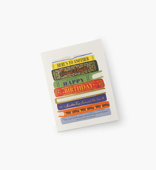 Book Stack Birthday Card - Single Card