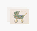 Floral Pram Baby Card - Single Card