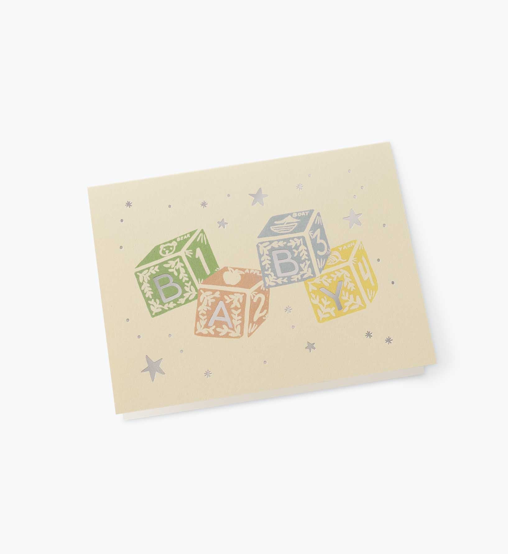 Classic Baby Blocks Baby Card - Single Card