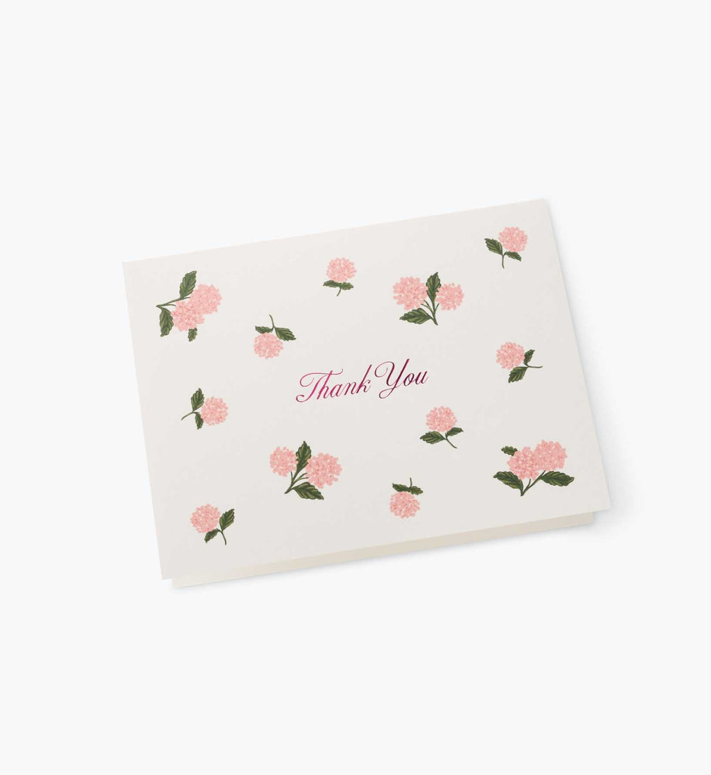 Pink Hydrangea Thank You Card - Single Card