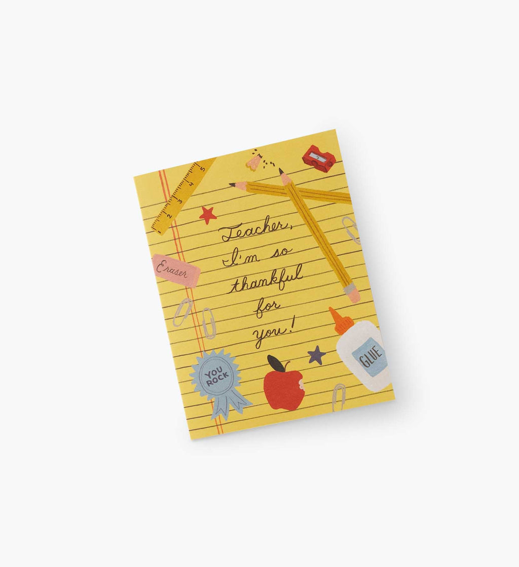 Thankful For Teacher Thank You Card - Single Card