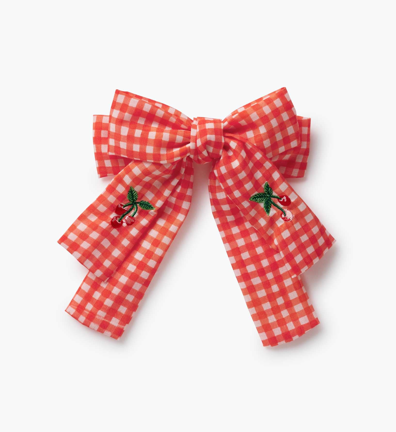 Bow Clip - Gingham Cherries