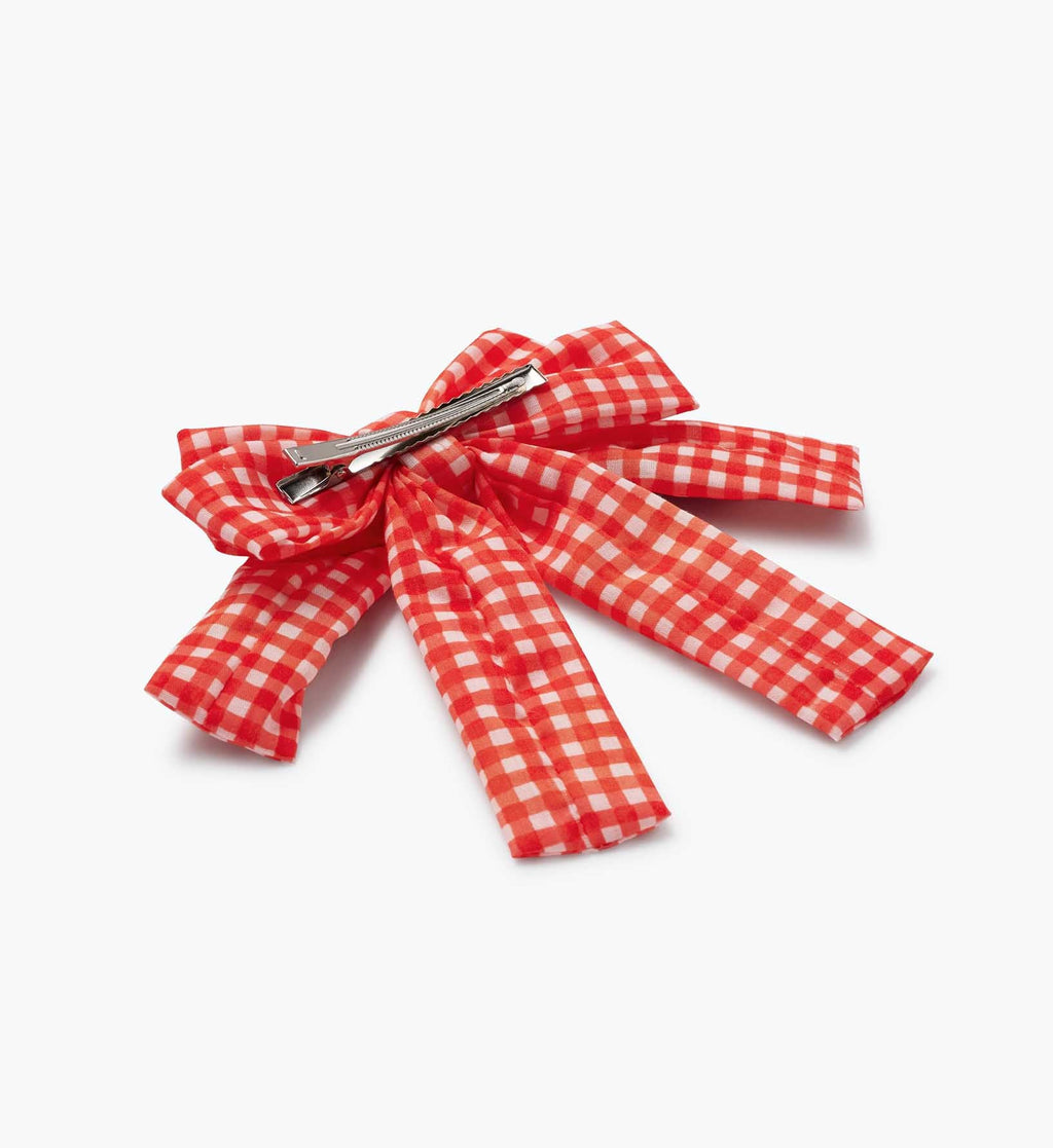 Bow Clip - Gingham Cherries