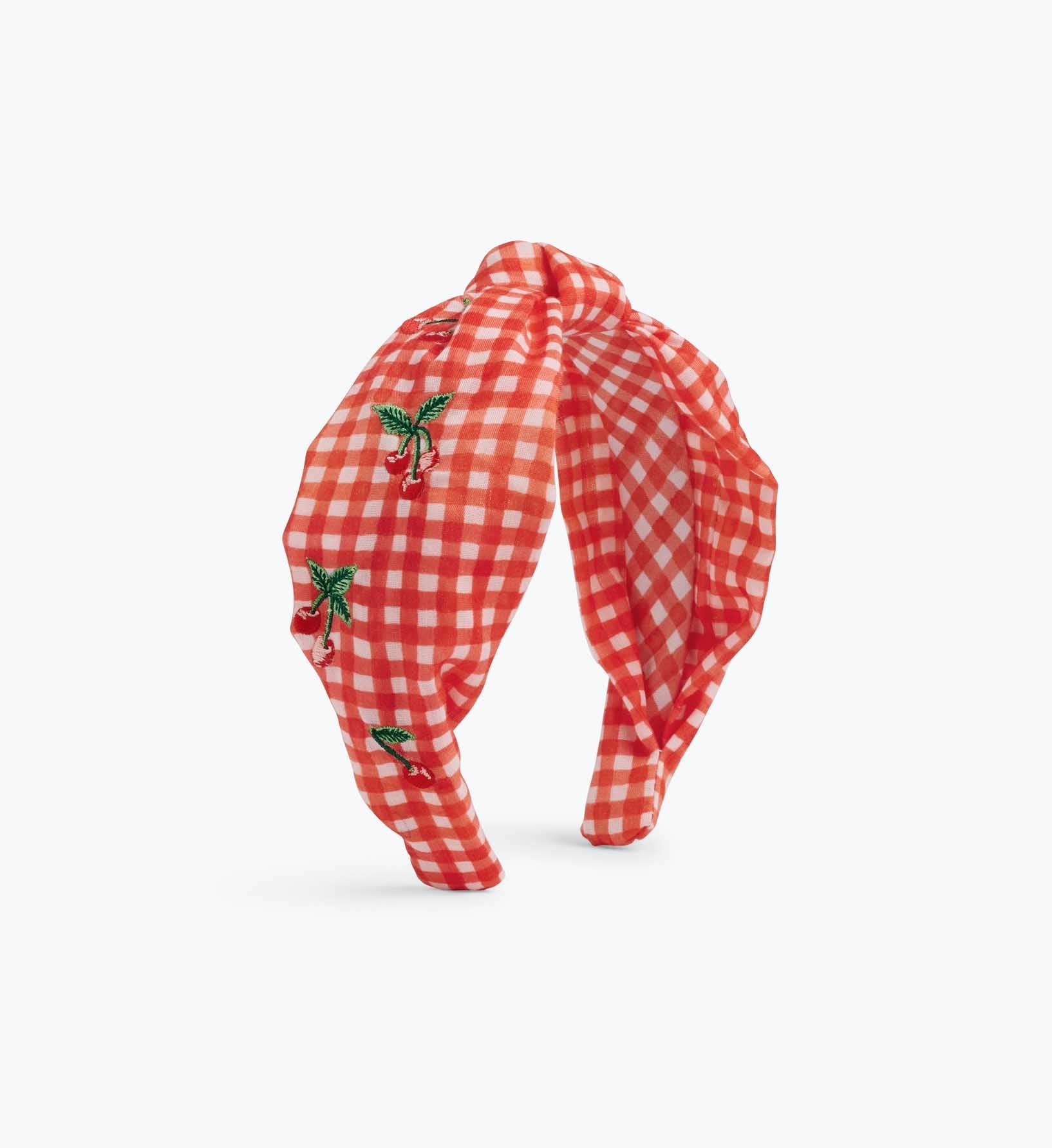 Knotted Headband - Gingham Cherries