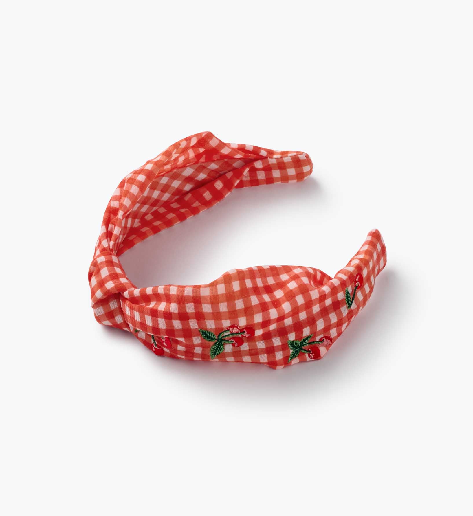 Knotted Headband - Gingham Cherries