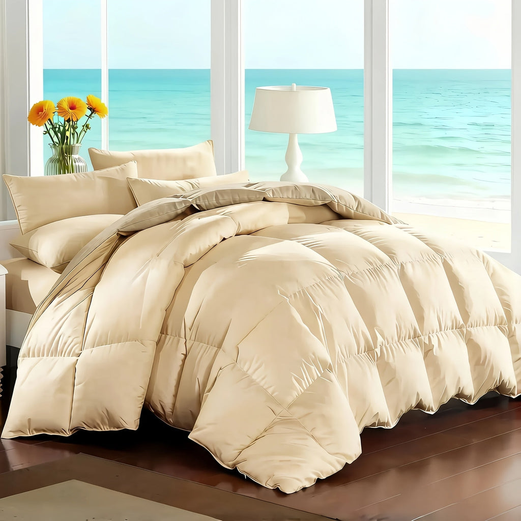 Comforter Set 7-Piece Bed in a Bag Queen King Full Soft Microfiber Down Alternative Comforter Fitted Sheet Flat Sheet Pillow Shams Pillowcases All Season Bedding Set 34 Colors