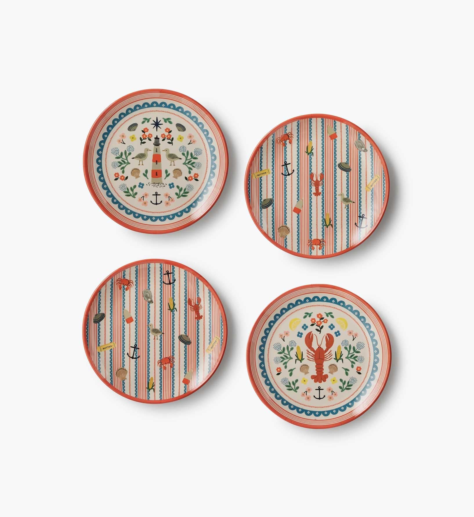 Melamine Assorted Dessert Plates - Seaside