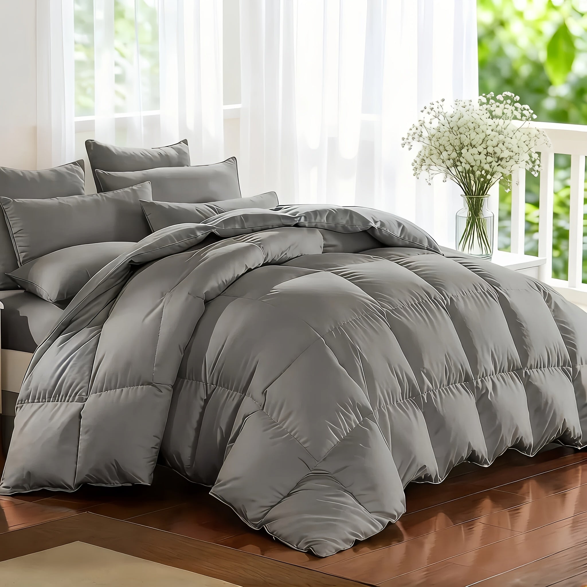 Comforter Set 7-Piece Bed in a Bag Queen King Full Soft Microfiber Down Alternative Comforter Fitted Sheet Flat Sheet Pillow Shams Pillowcases All Season Bedding Set 34 Colors