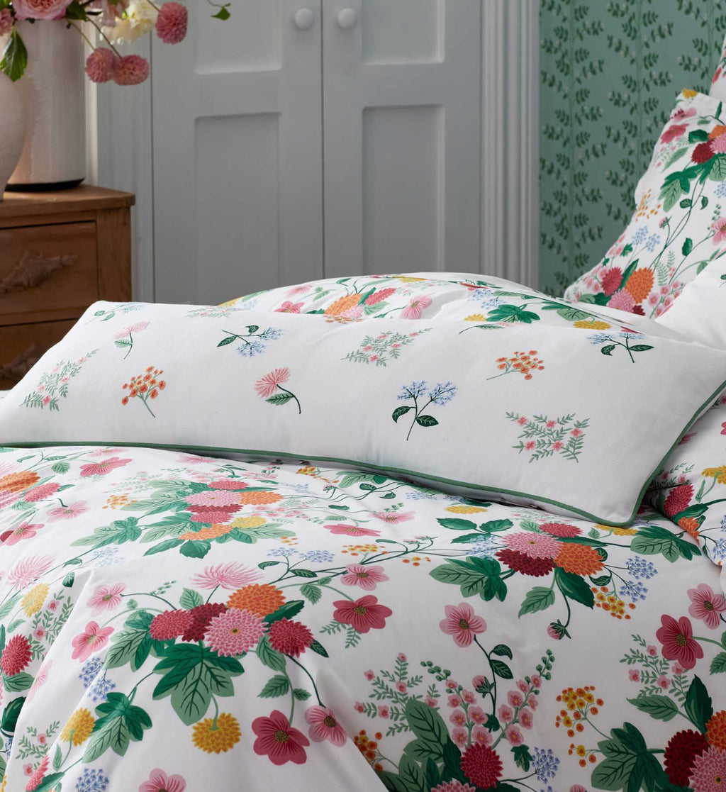 Embroidered Lumbar Pillow Cover - Dahlia