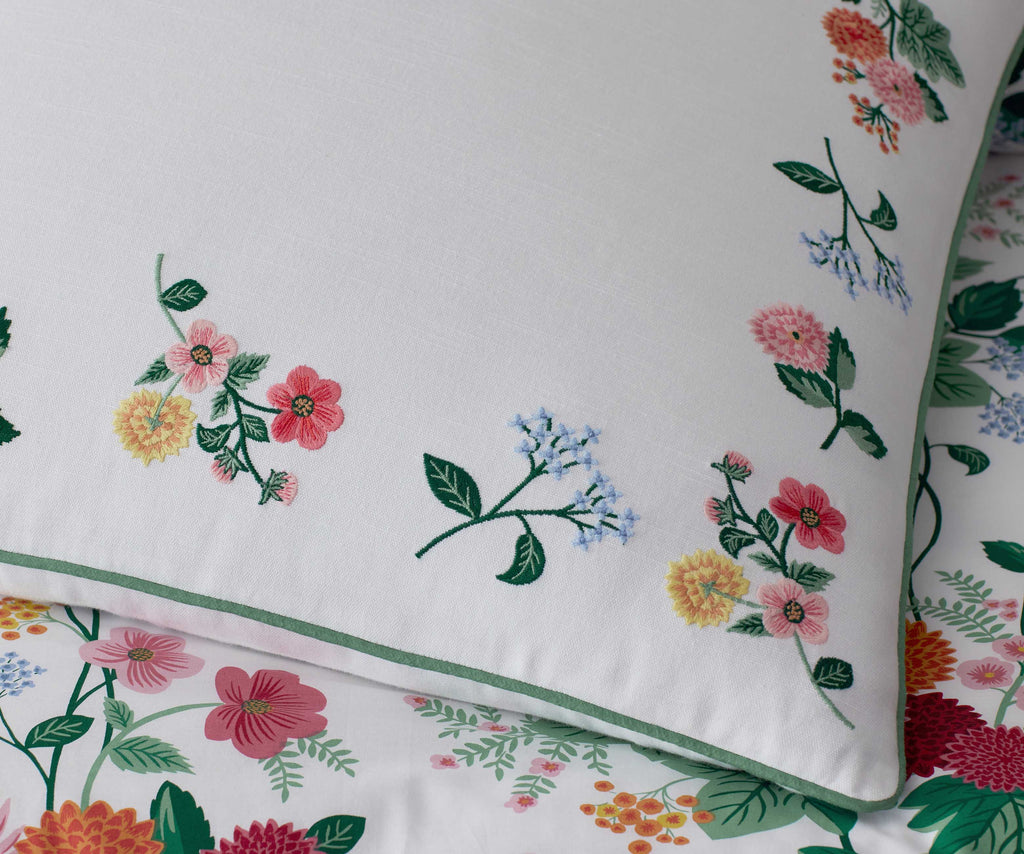 Embroidered Pillow Cover - Dahlia