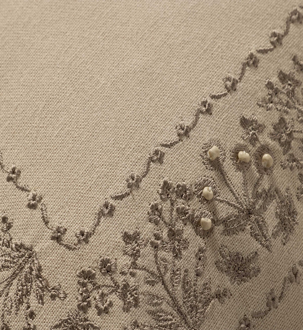 Estee Border Embroidered Pillow - Cream