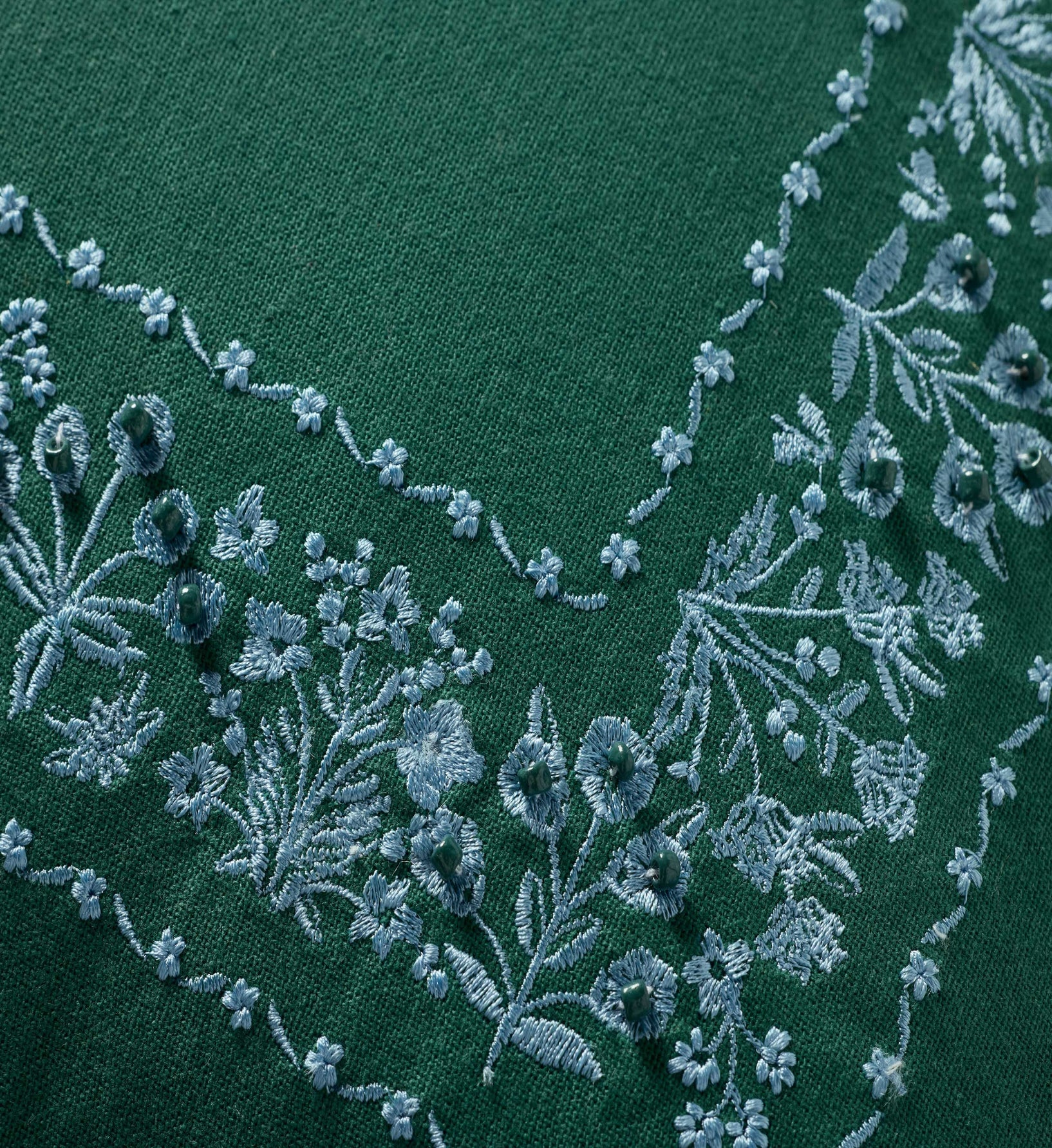 Estee Border Embroidered Pillow - Hunter