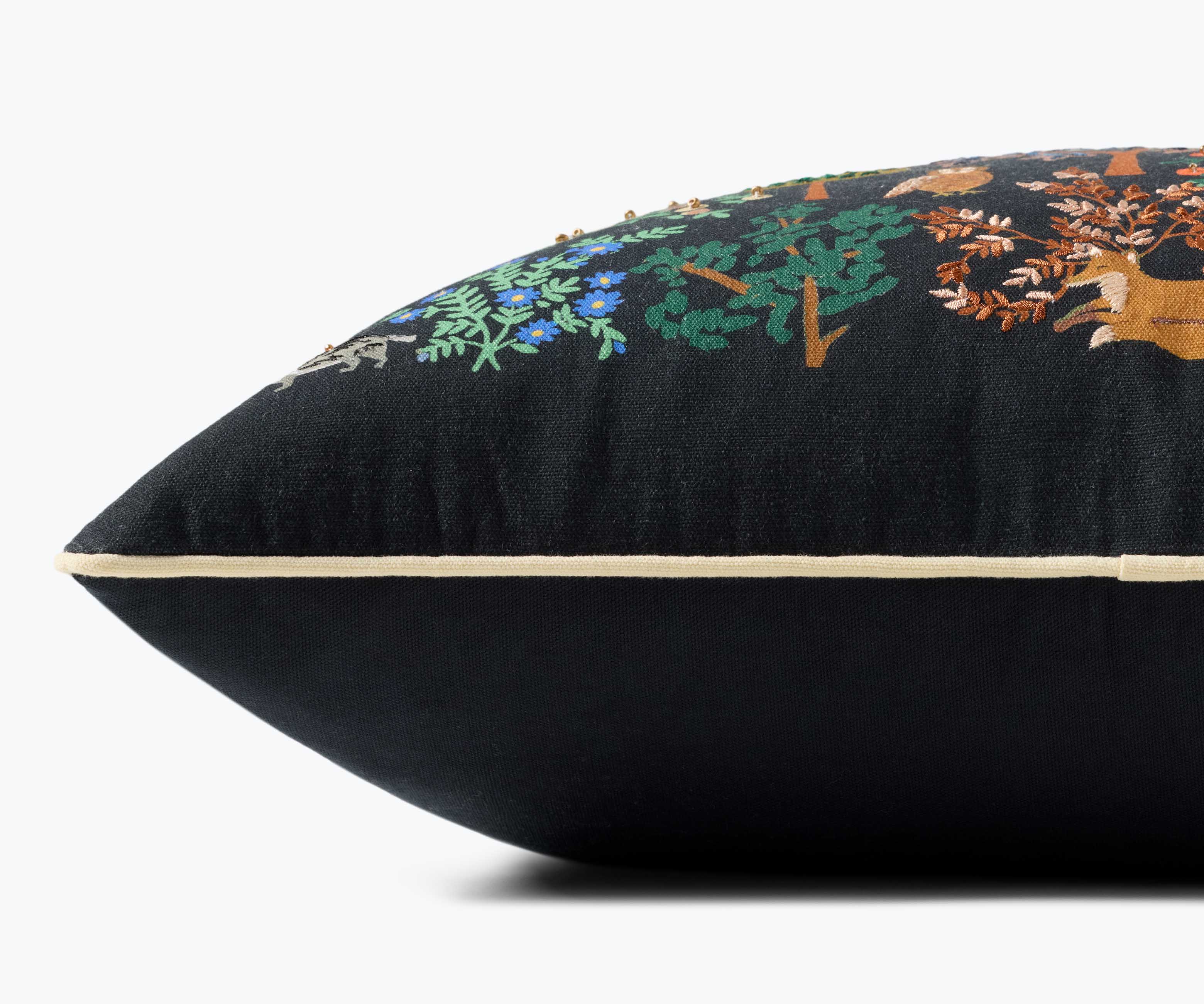 Woodland Forest Embroidered Pillow - Charcoal