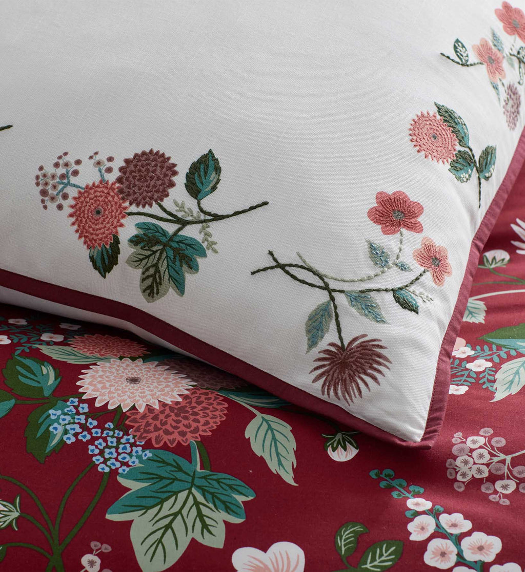 Embroidered Pillow Cover - Dahlia Ivory