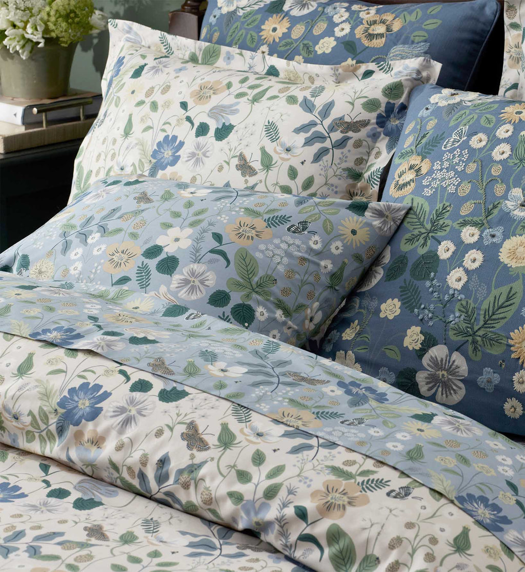 Embroidered Pillow Cover - Strawberry Fields Green