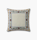 Aster Border Embroidered Pillow - Ivory