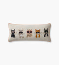 Cool Cats Embroidered Lumbar Pillow - White