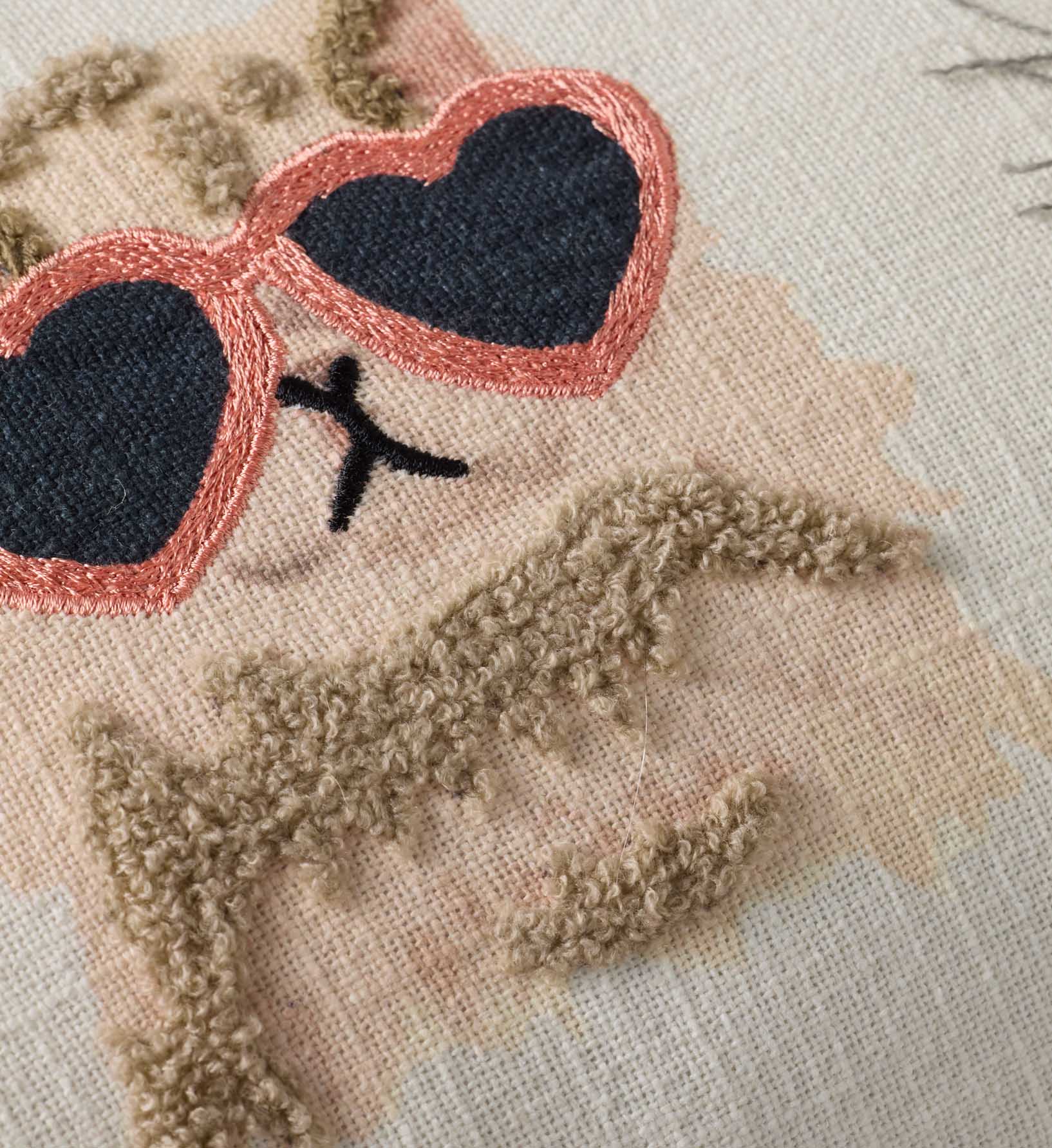 Cool Cats Embroidered Lumbar Pillow - White