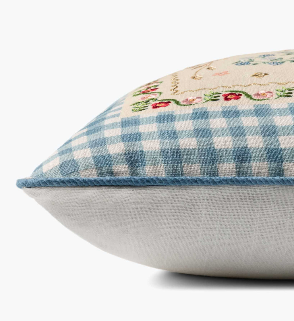 Country Home Embroidered Pillow - Multi