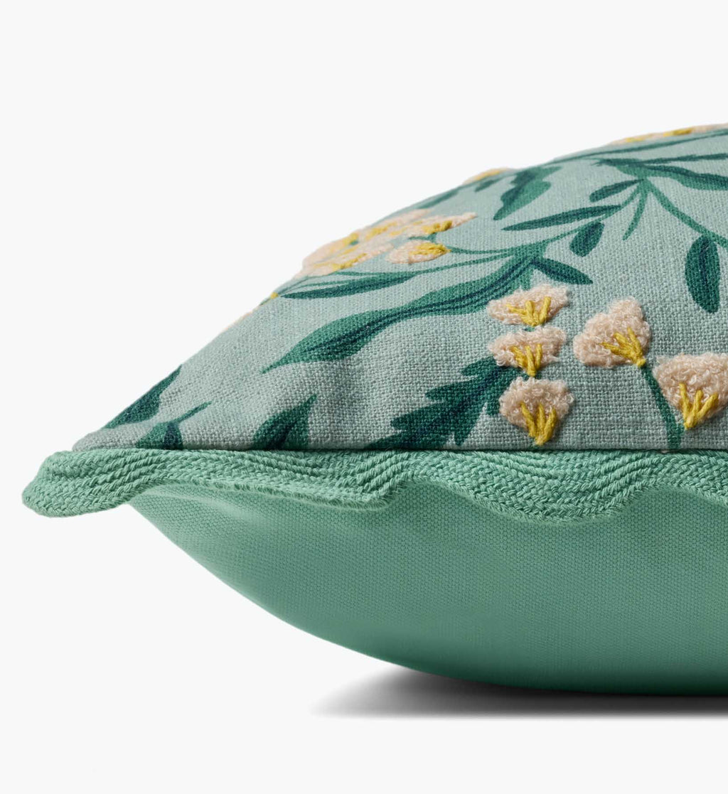 Lily of the Valley Embroidered Pillow - Light Green