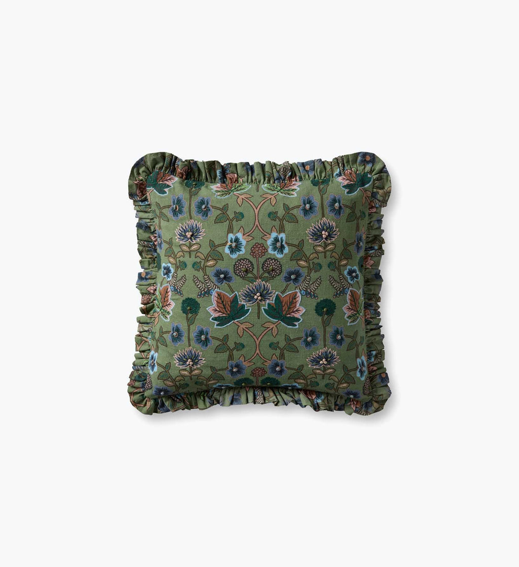 Maple Embroidered Pillow - Green