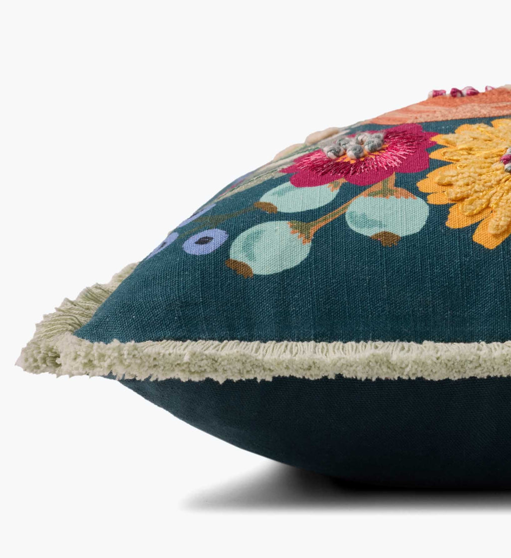 Vintage Garden Embroidered Pillow - Multi