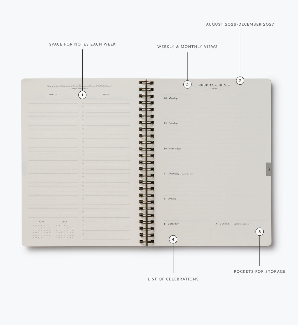 2026-2027 17-Month Academic Softcover Spiral Planner - Mimi