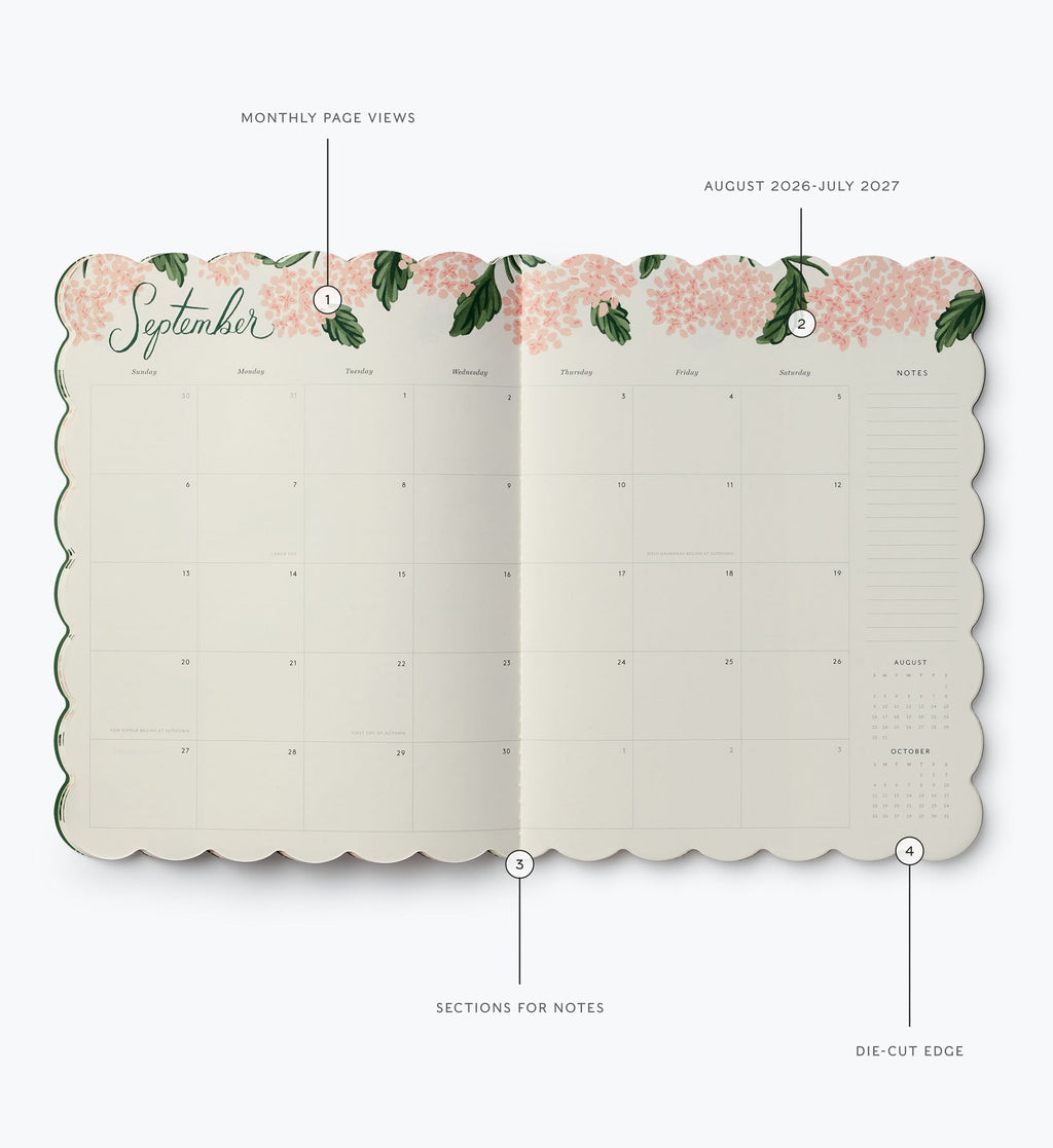 2026-2027 12-Month Academic?Appointment Notebook - Pink Hydrangea