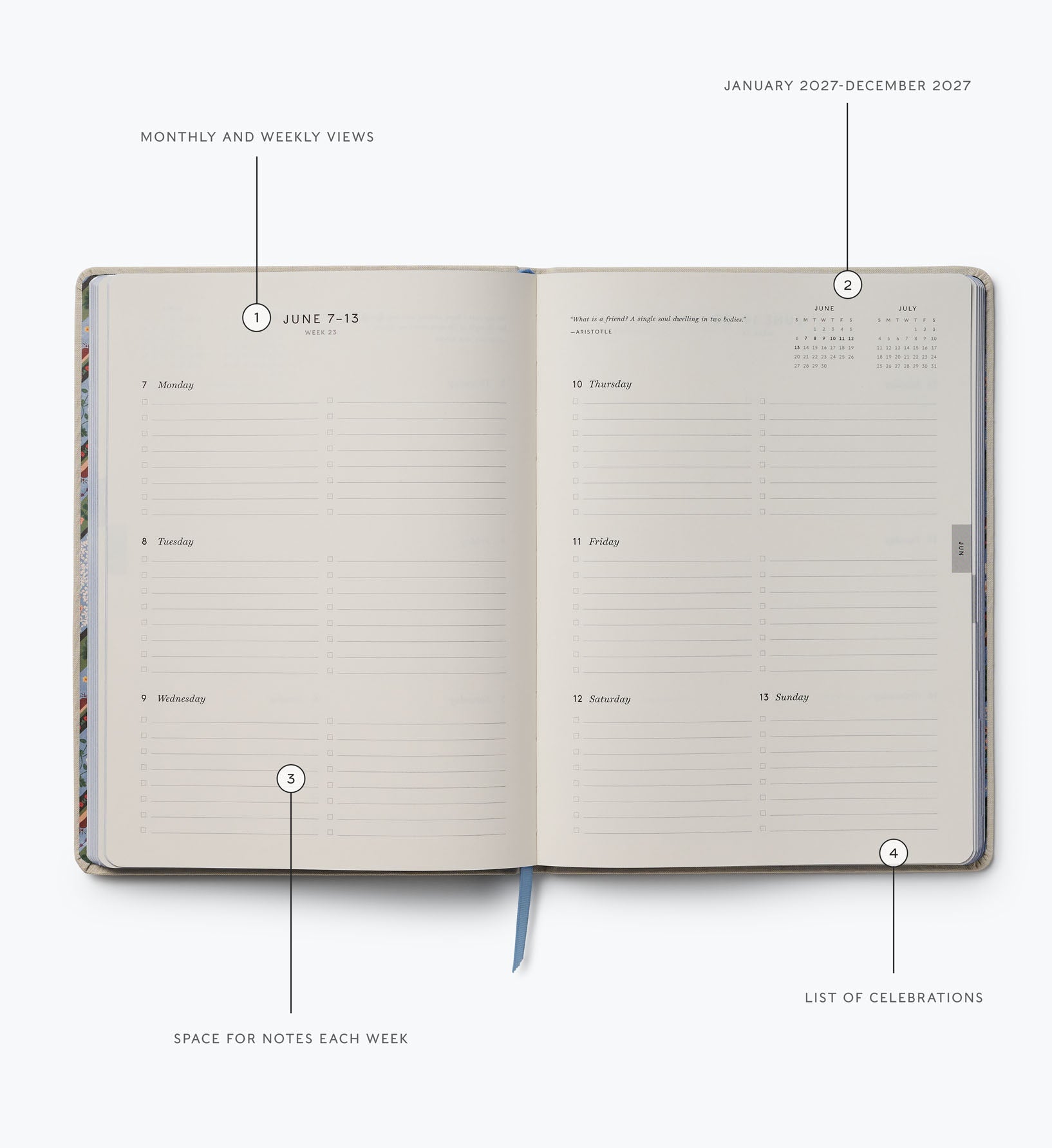 2027 12-Month Embroidered Bookbound Planner - Heritage Sampler