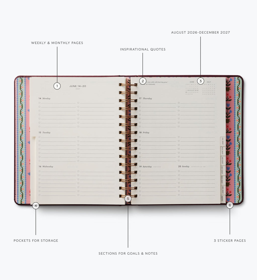 2026-2027 17-Month Academic Covered Spiral Planner - Ladies Night Book Club